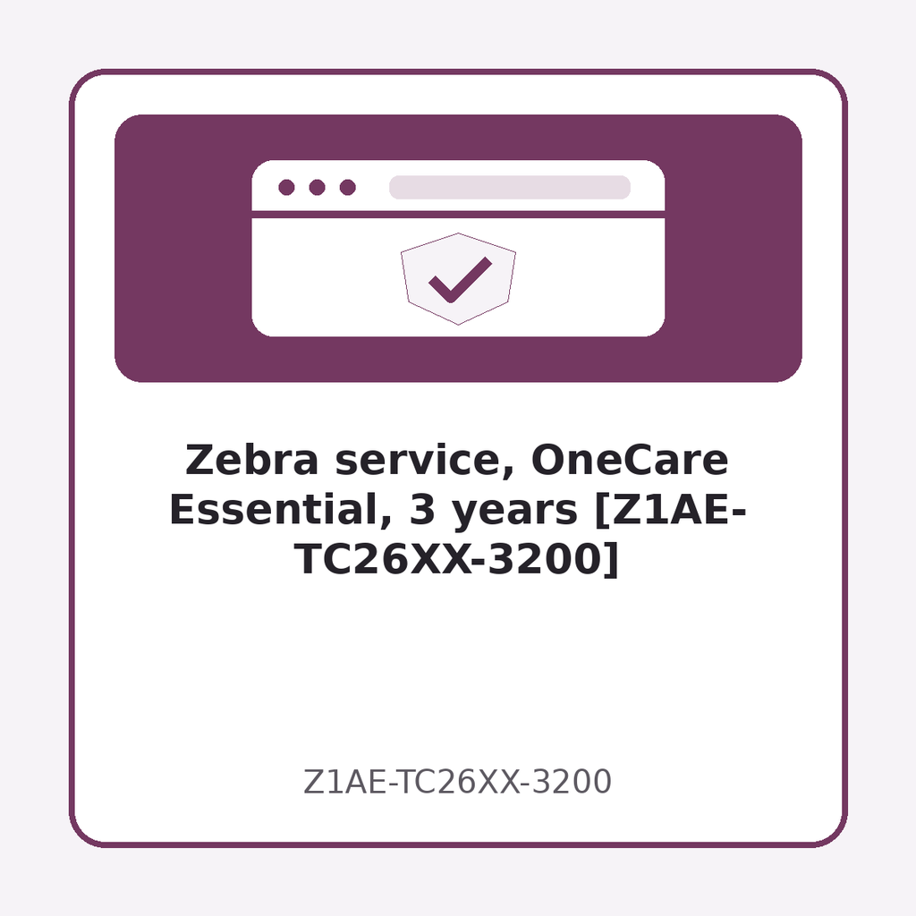 [Z1AE-TC26XX-3200] Zebra service, OneCare Essential, 3 years [Z1AE-TC26XX-3200]