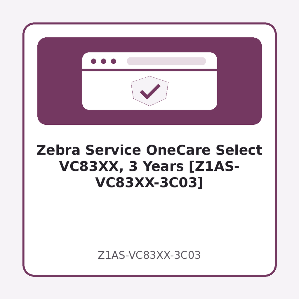 [Z1AS-VC83XX-3C03] Zebra Service OneCare Select VC83XX, 3 Years [Z1AS-VC83XX-3C03]