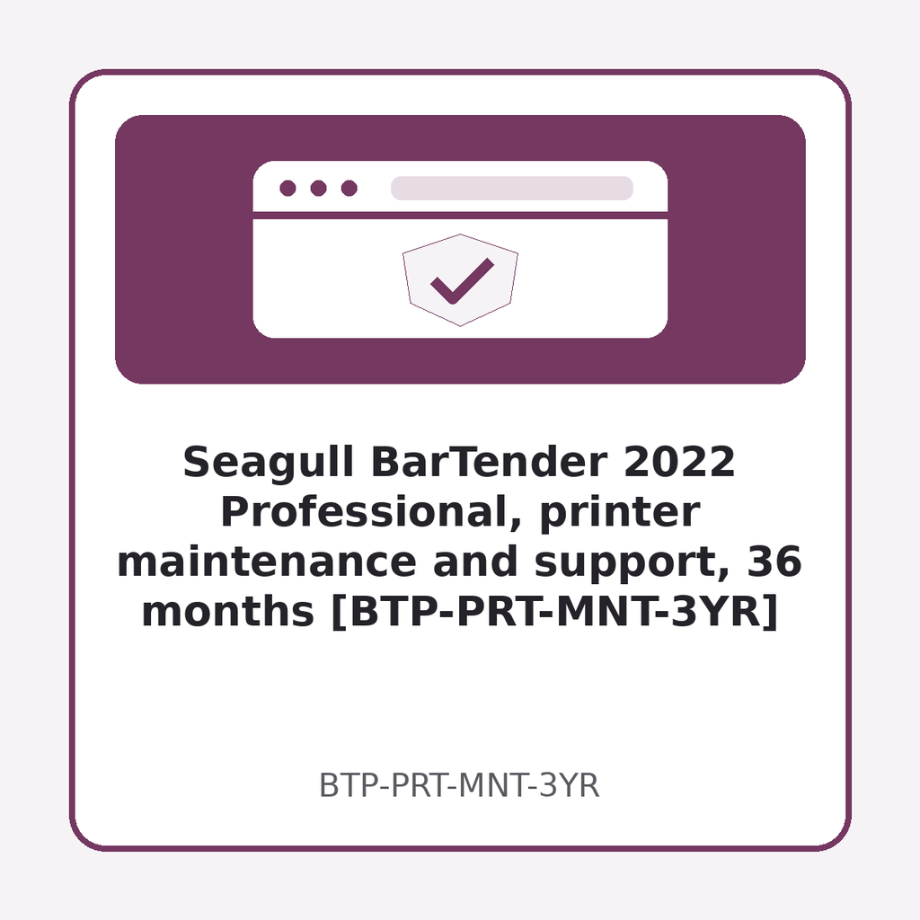 [BTP-PRT-MNT-3YR] Seagull BarTender 2022 Professional, printer maintenance and support, 36 months [BTP-PRT-MNT-3YR]