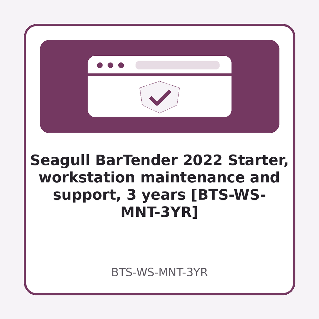 [BTS-WS-MNT-3YR] Seagull BarTender 2022 Starter, workstation maintenance and support, 3 years [BTS-WS-MNT-3YR]