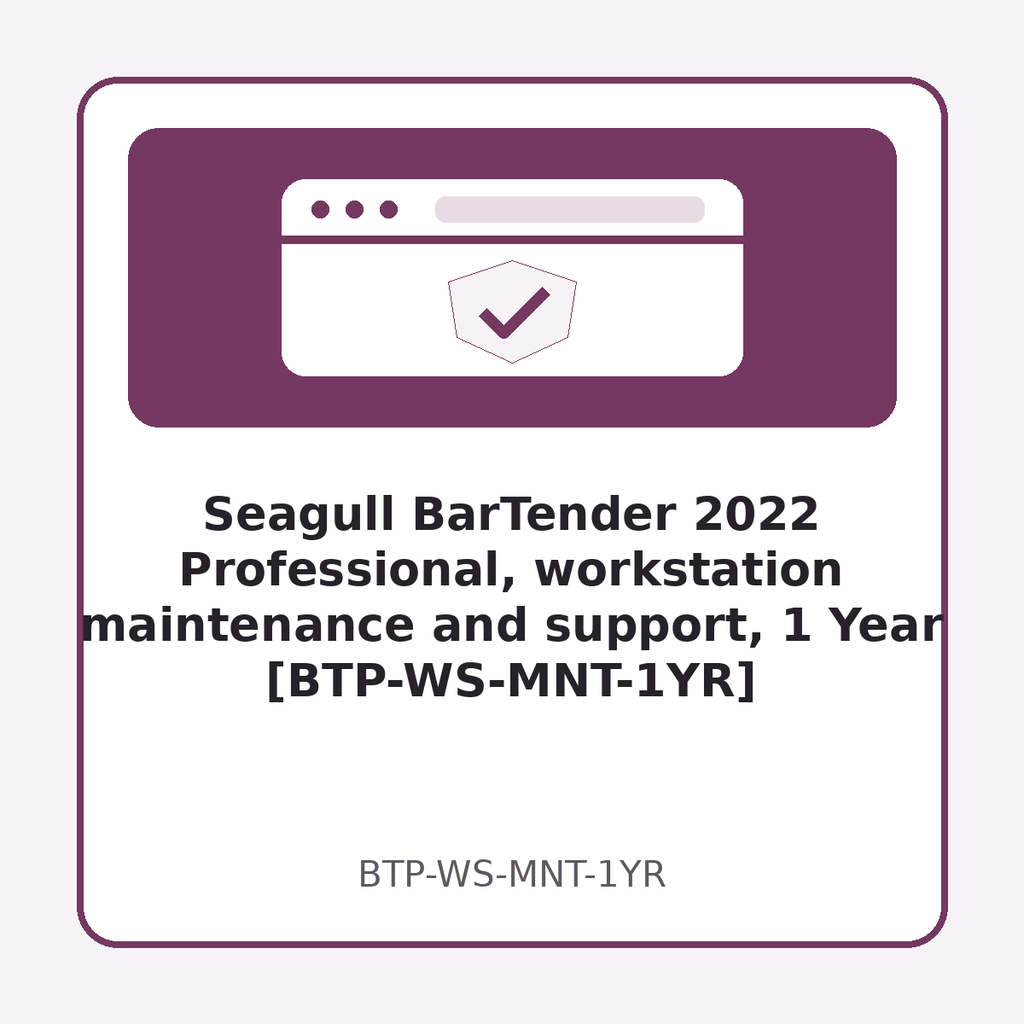 [BTP-WS-MNT-1YR] Seagull BarTender 2022 Professional, workstation maintenance and support, 1 Year [BTP-WS-MNT-1YR]