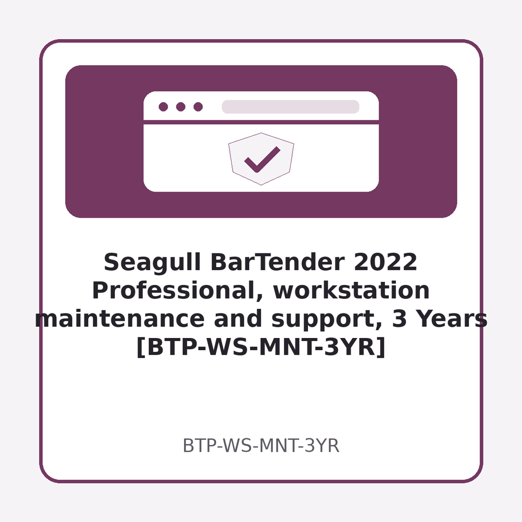 [BTP-WS-MNT-3YR] Seagull BarTender 2022 Professional, workstation maintenance and support, 3 Years [BTP-WS-MNT-3YR]